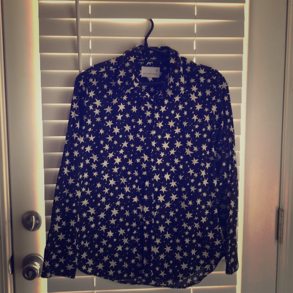 black blouse with patterned stars